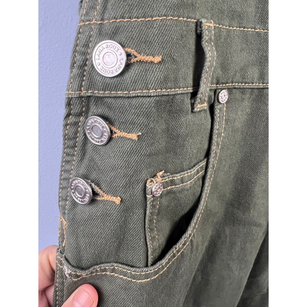 Luna‎ Roux 90s Retro Dungaree Utility Twill Overalls Size M Wide Leg Olive Green - Picture 4 of 7